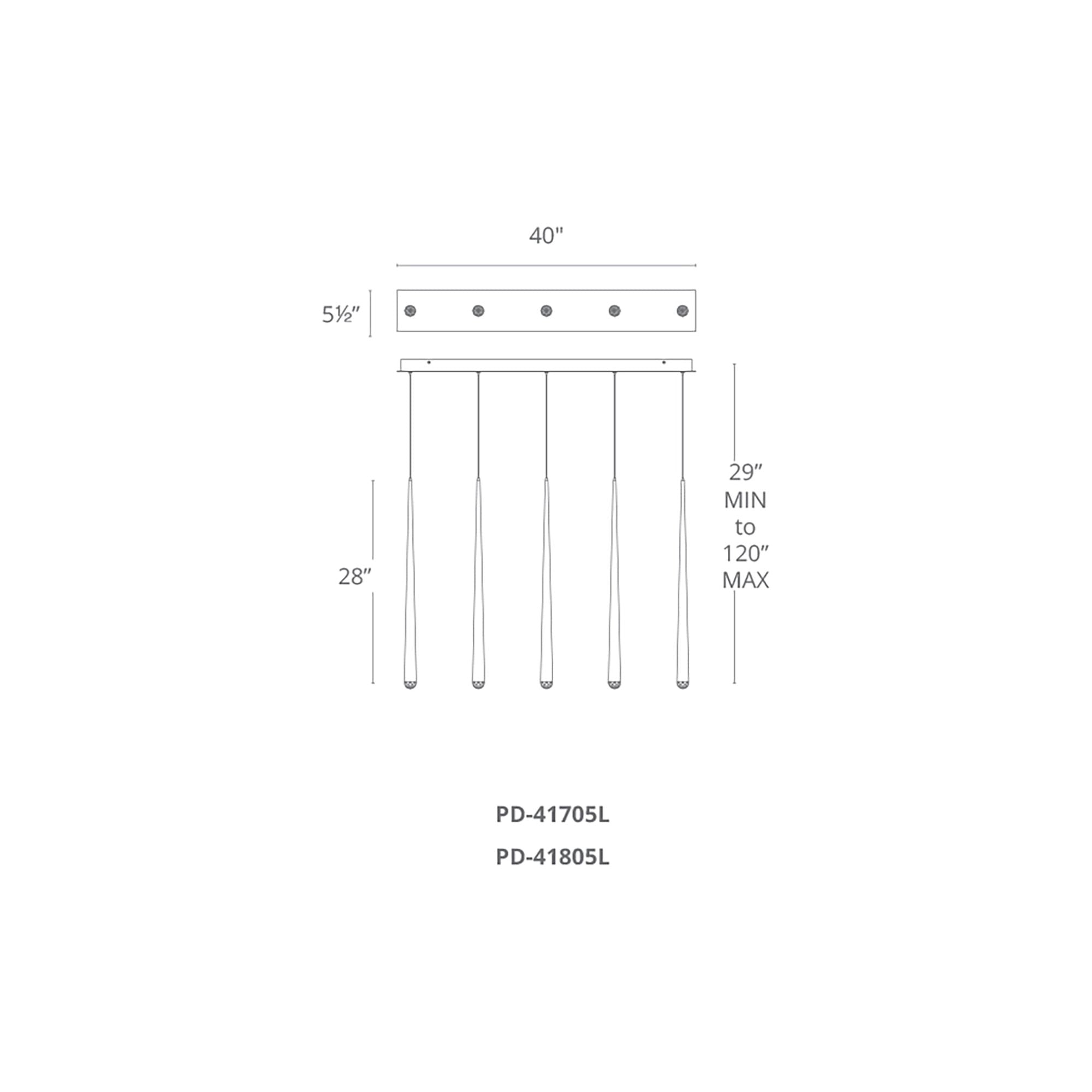 Modern Forms - Cascade LED 5 Light Etched Glass Linear Chandelier - Lights Canada