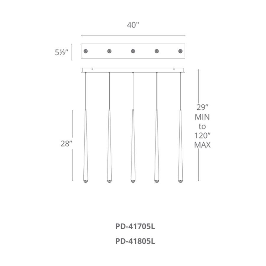 Modern Forms - Cascade LED 5 Light Etched Glass Linear Chandelier - Lights Canada