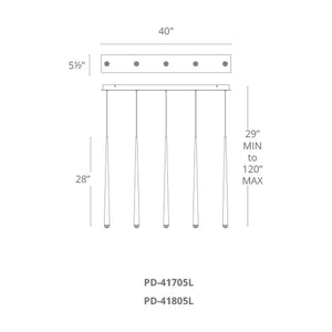 Modern Forms - Cascade LED 5 Light Etched Glass Linear Chandelier - Lights Canada