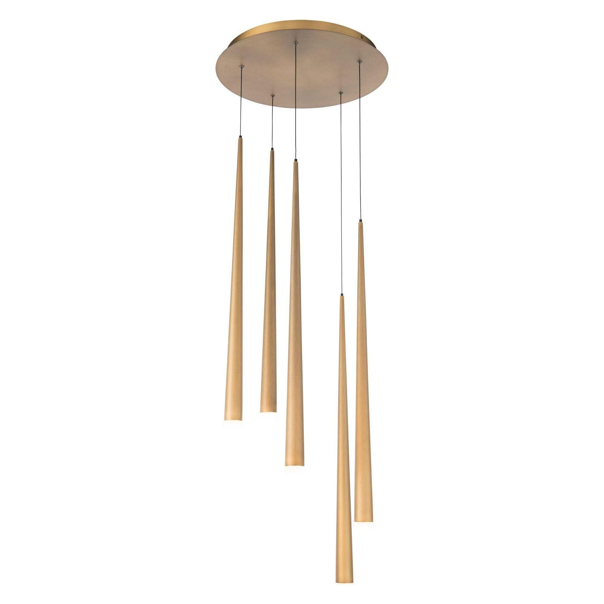 Modern Forms - Cascade LED 5 Light Etched Glass Round Chandelier - Lights Canada