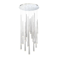 Cascade LED 21 Light Etched Glass Round Chandelier