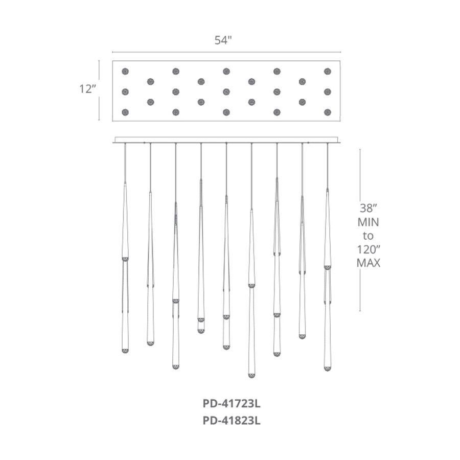 Modern Forms - Cascade LED 23 Light Etched Glass Linear Chandelier - Lights Canada