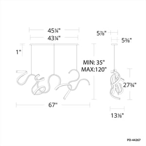 Modern Forms - Tempest 67" LED 3 Light Linear Pendant - Lights Canada