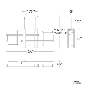 Modern Forms - Jackal 56" LED Linear Chandelier - Lights Canada