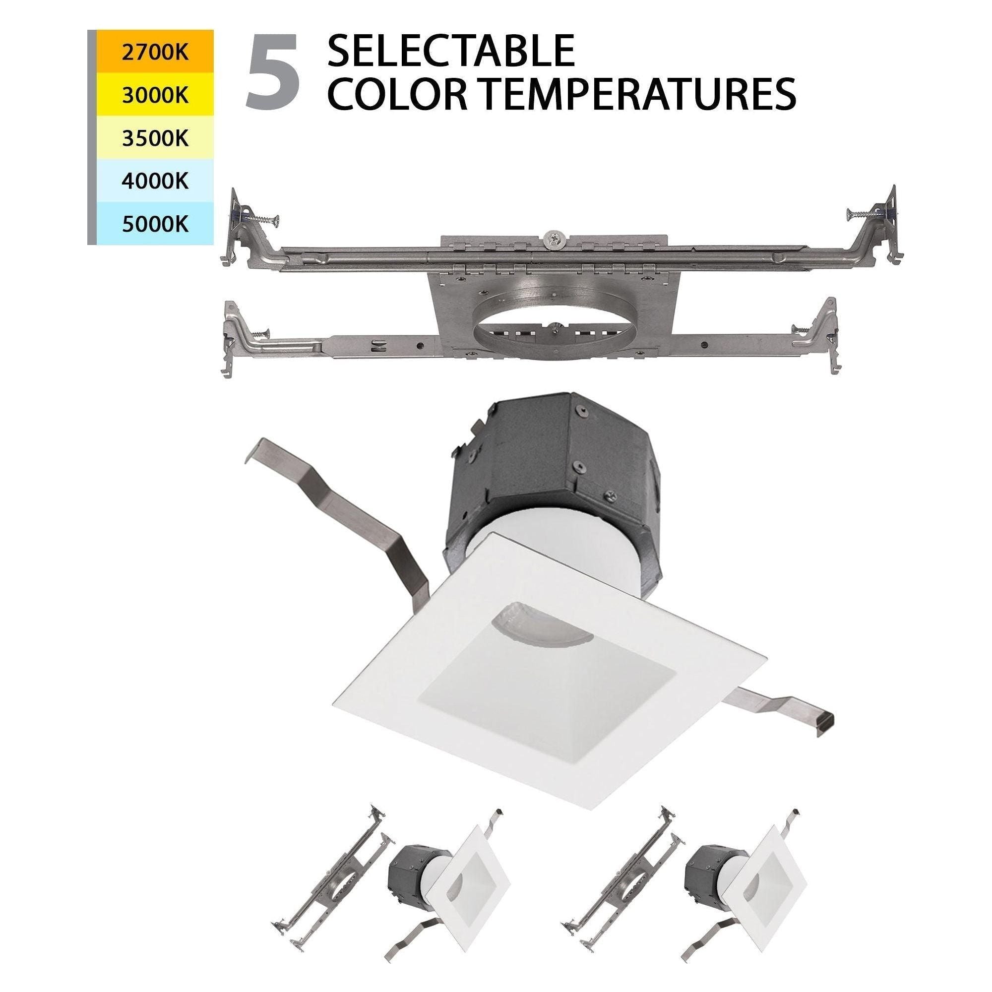 WAC Lighting - Pop-in 4" LED Square New Construction Recessed Kit 5-CCT Selectable (Pack of 2) - Lights Canada