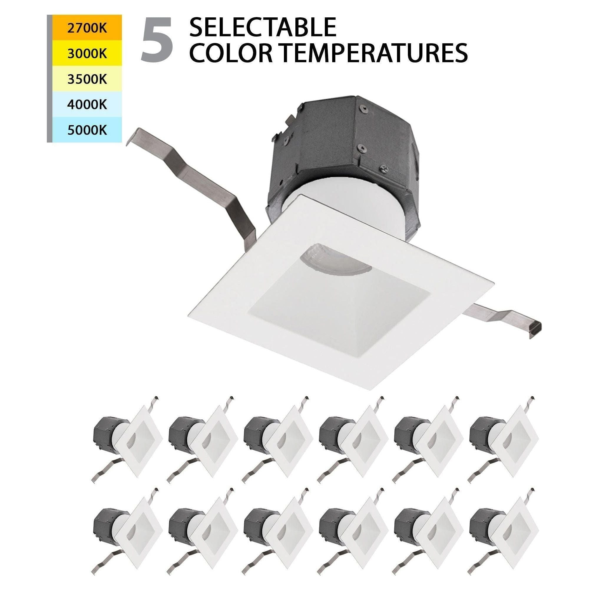 WAC Lighting - Pop-in 4" LED Square Recessed Kit 5-CCT Selectable (Pack of 12) - Lights Canada