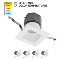 Pop-in 4" LED Square Recessed Kit 5-CCT Selectable (Pack of 4)