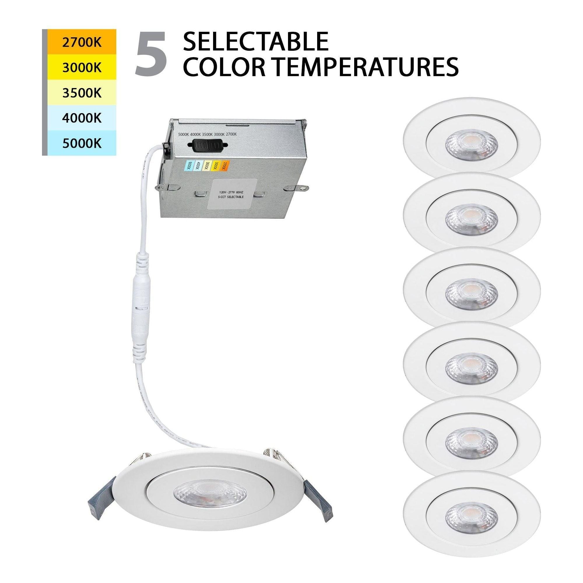 WAC Lighting - Lotos 6" LED Round Adjustable 5-CCT Selectable Recessed Kit (Pack of 6) - Lights Canada