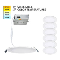 Lotos 6" LED Round 5-CCT Selectable Recessed Kit (Pack of 6)