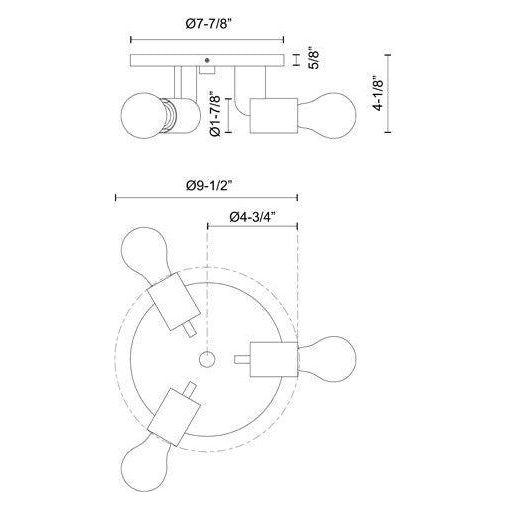 Alora Mood - Claire 3-Light 10" Semi Flush Mount - Lights Canada