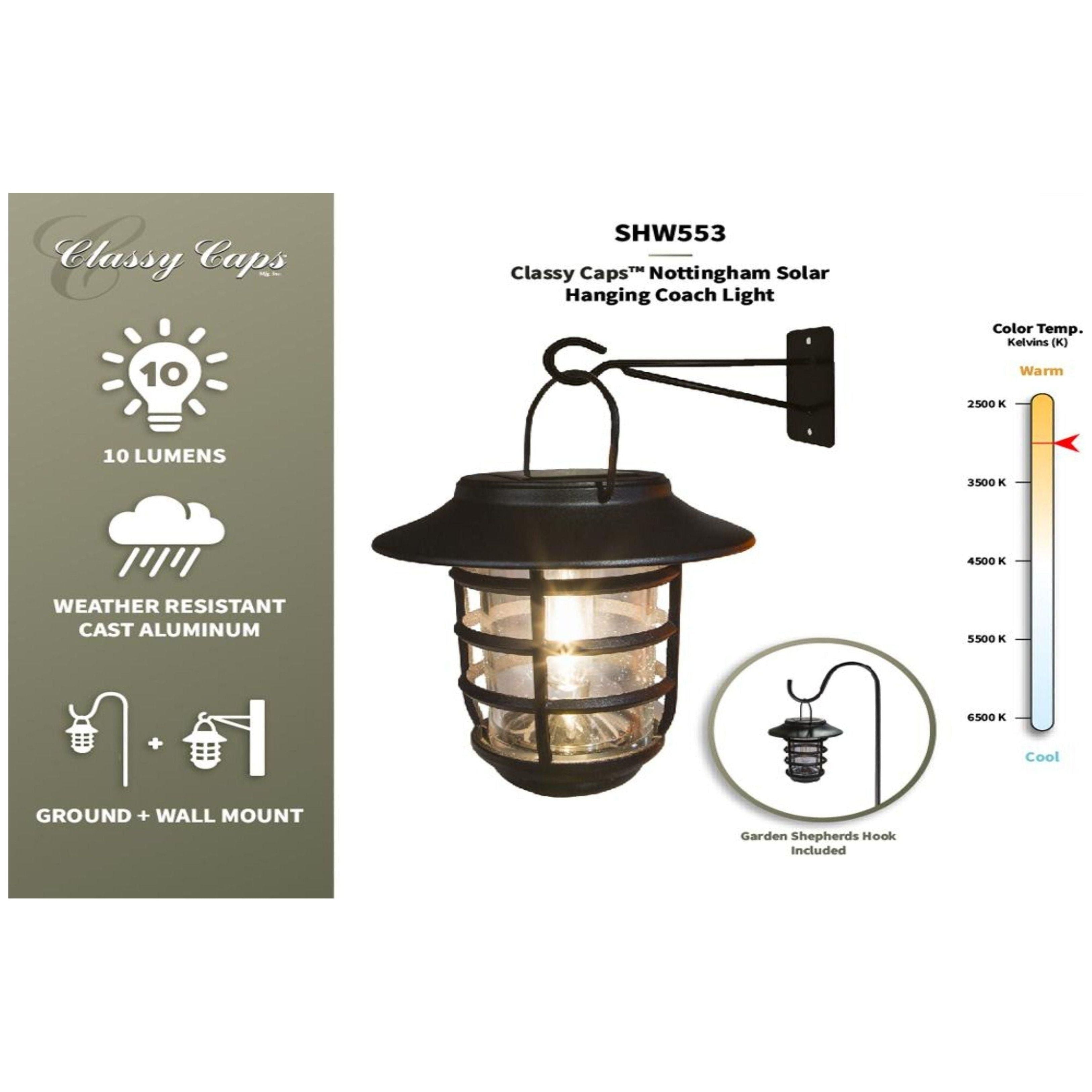 Classy Caps - Nottingham Solar Hanging Coach Light - Lights Canada