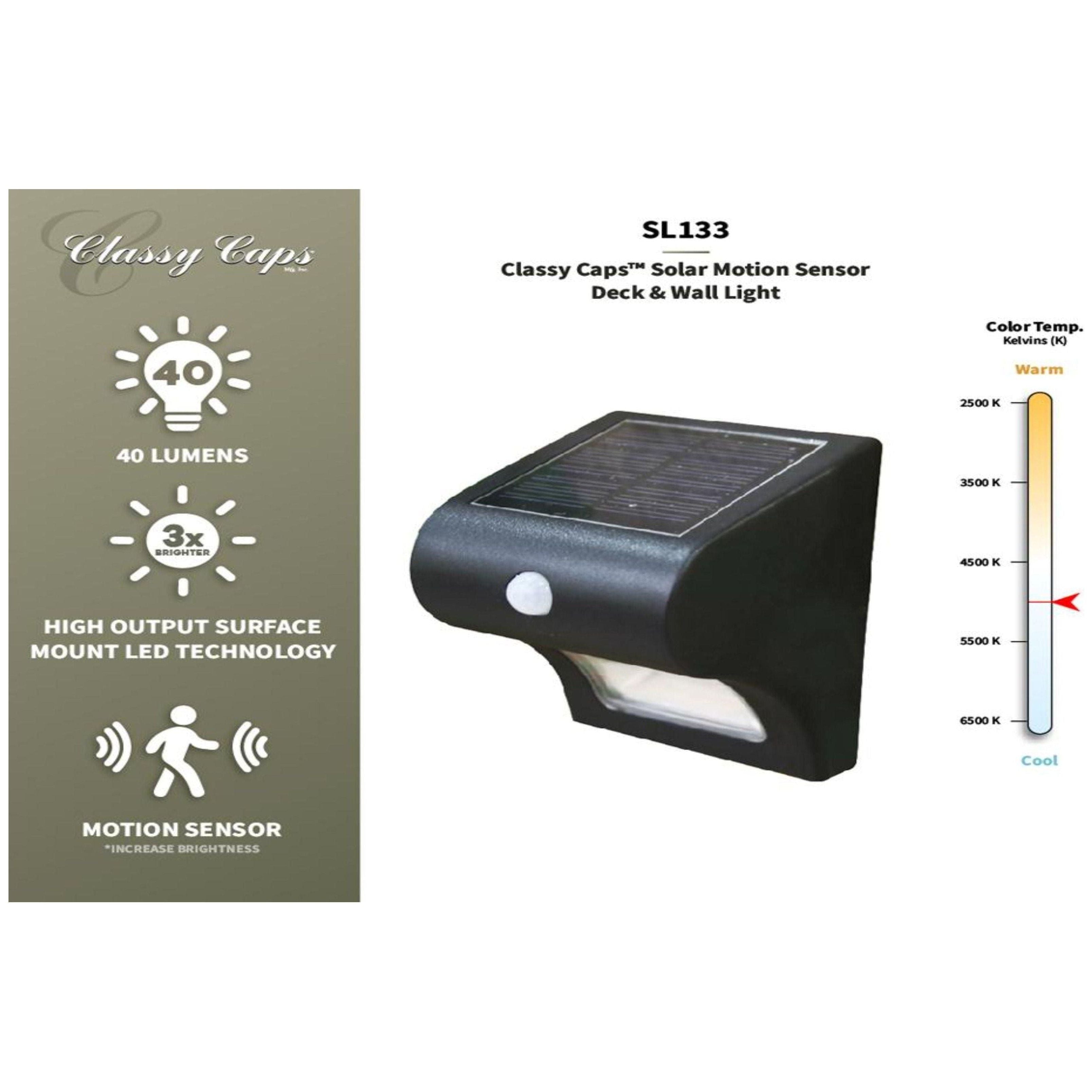 Classy Caps - Solar Motion Sensor Deck & Wall Light - Lights Canada