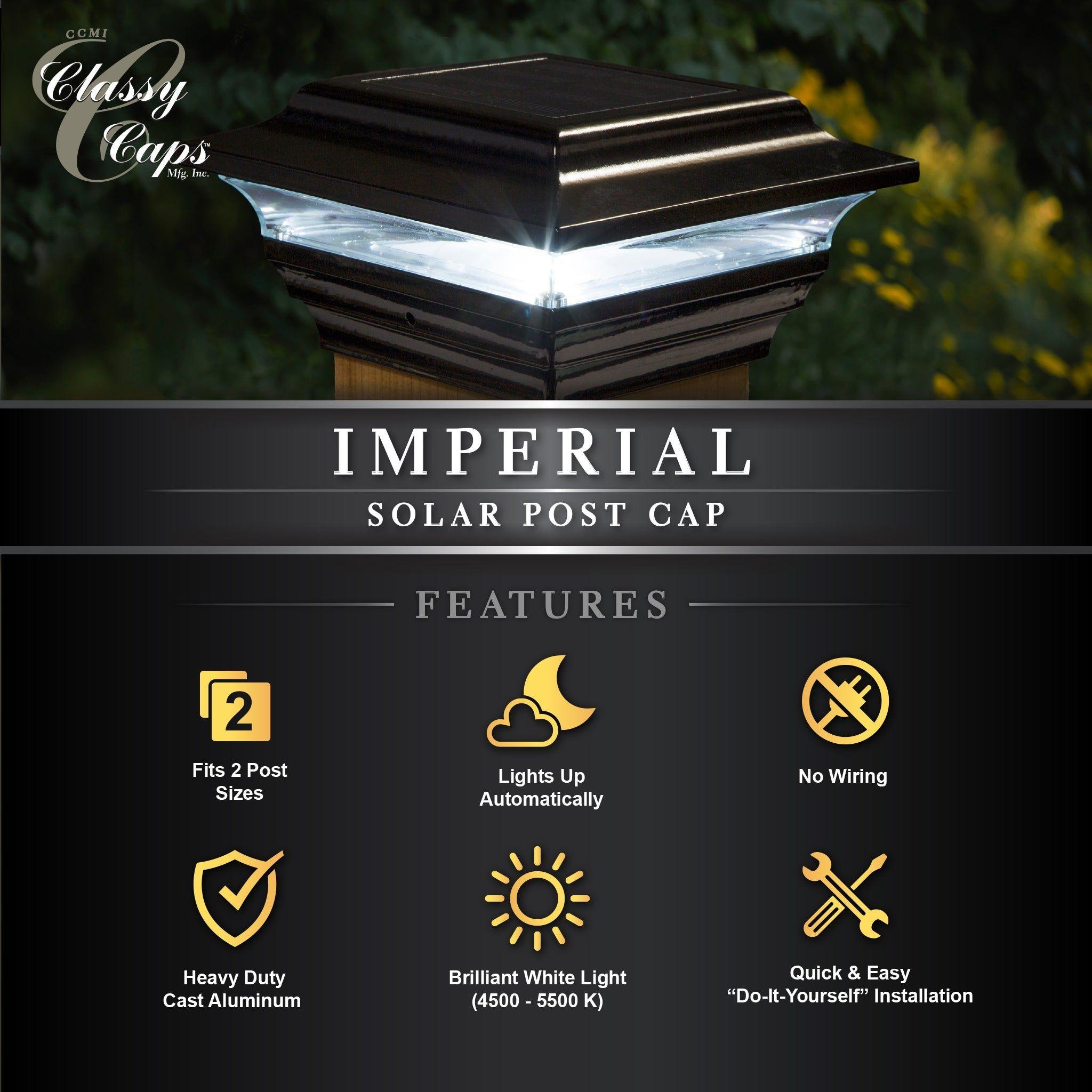 Classy Caps - 4x4 Imperial Solar Post Cap - Lights Canada