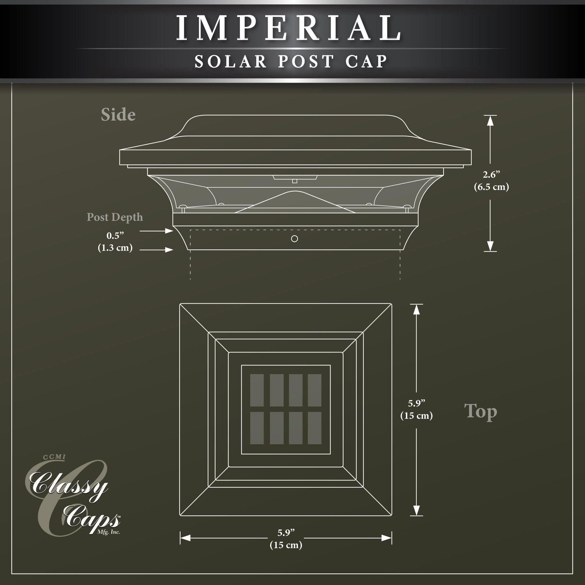 Classy Caps - 4x4 Imperial Solar Post Cap - Lights Canada