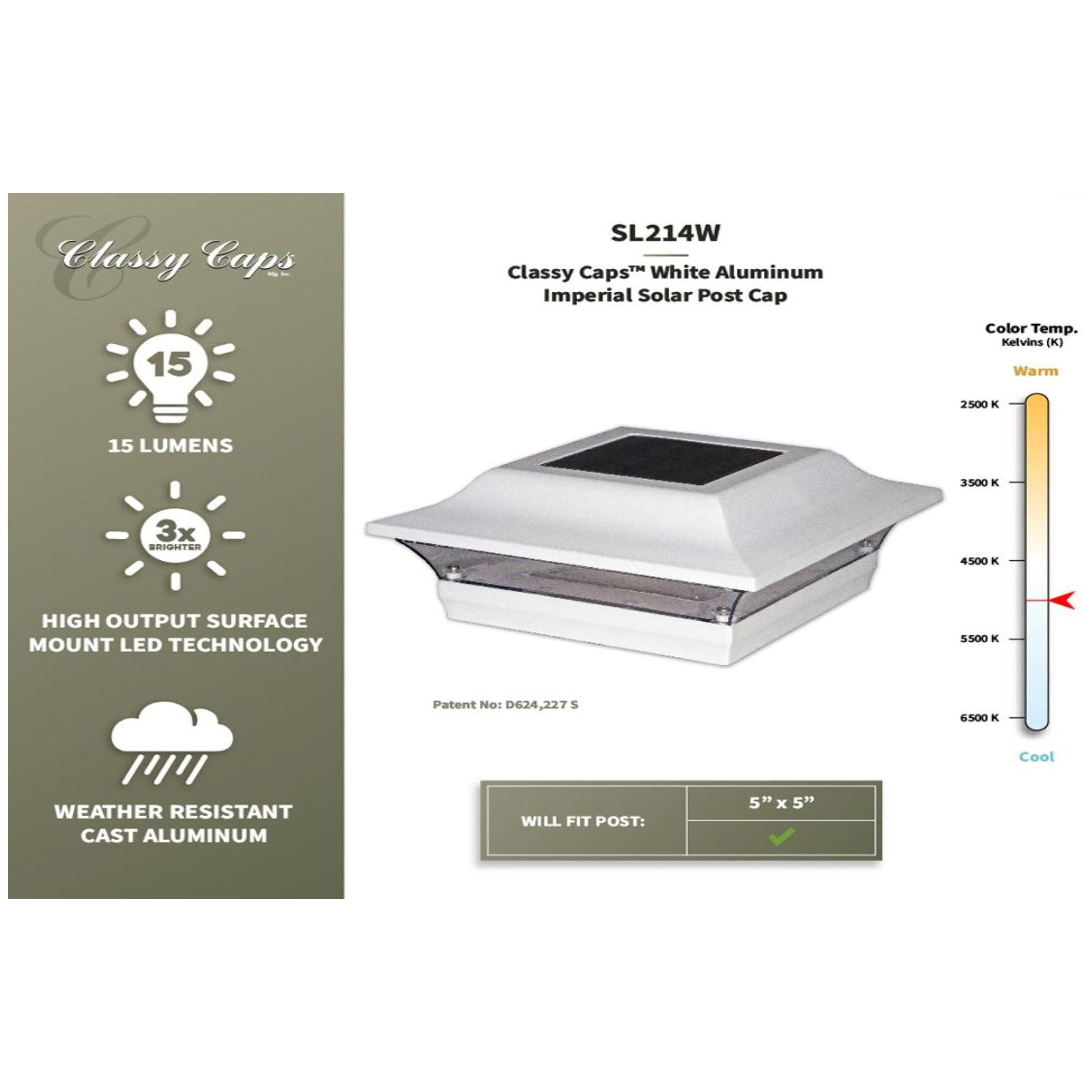 Classy Caps - 5x5 Imperial Solar Post Cap - Lights Canada