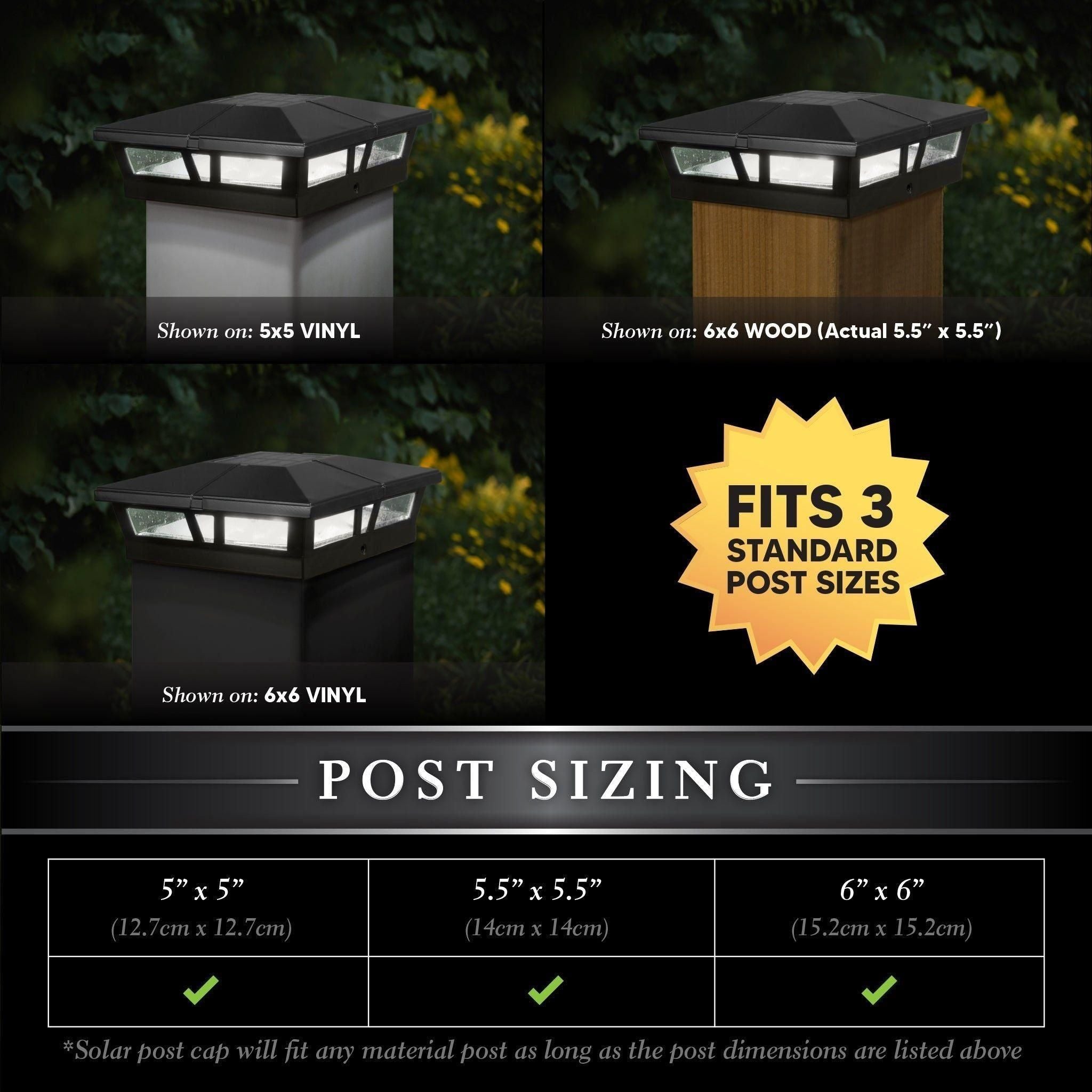 Classy Caps - 6x6 Cambridge Solar Post Cap - Lights Canada