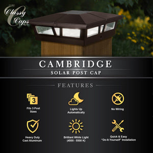 Classy Caps - 6x6 Cambridge Solar Post Cap - Lights Canada