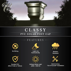 Classy Caps - 4x4 Classy Solar Post Cap - Lights Canada