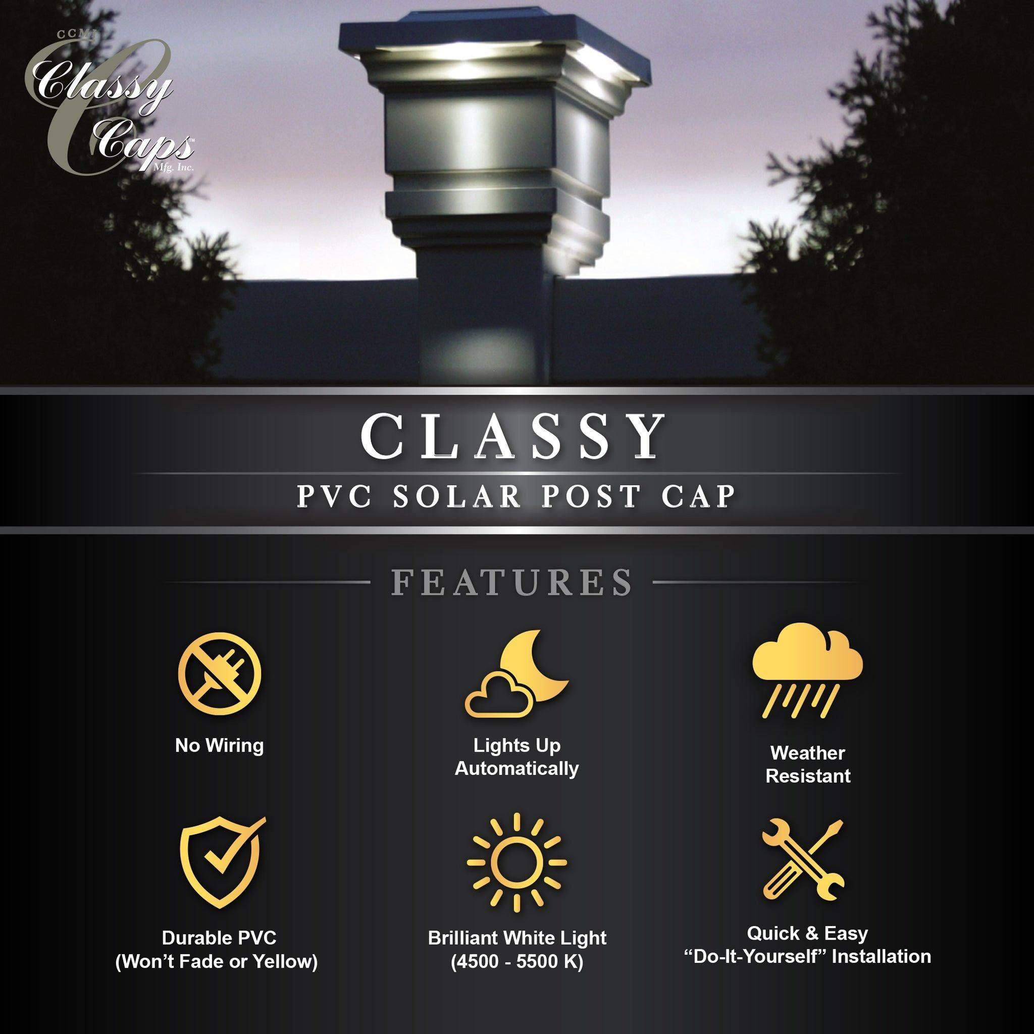 Classy Caps - 4x4 Classy Solar Post Cap - Lights Canada