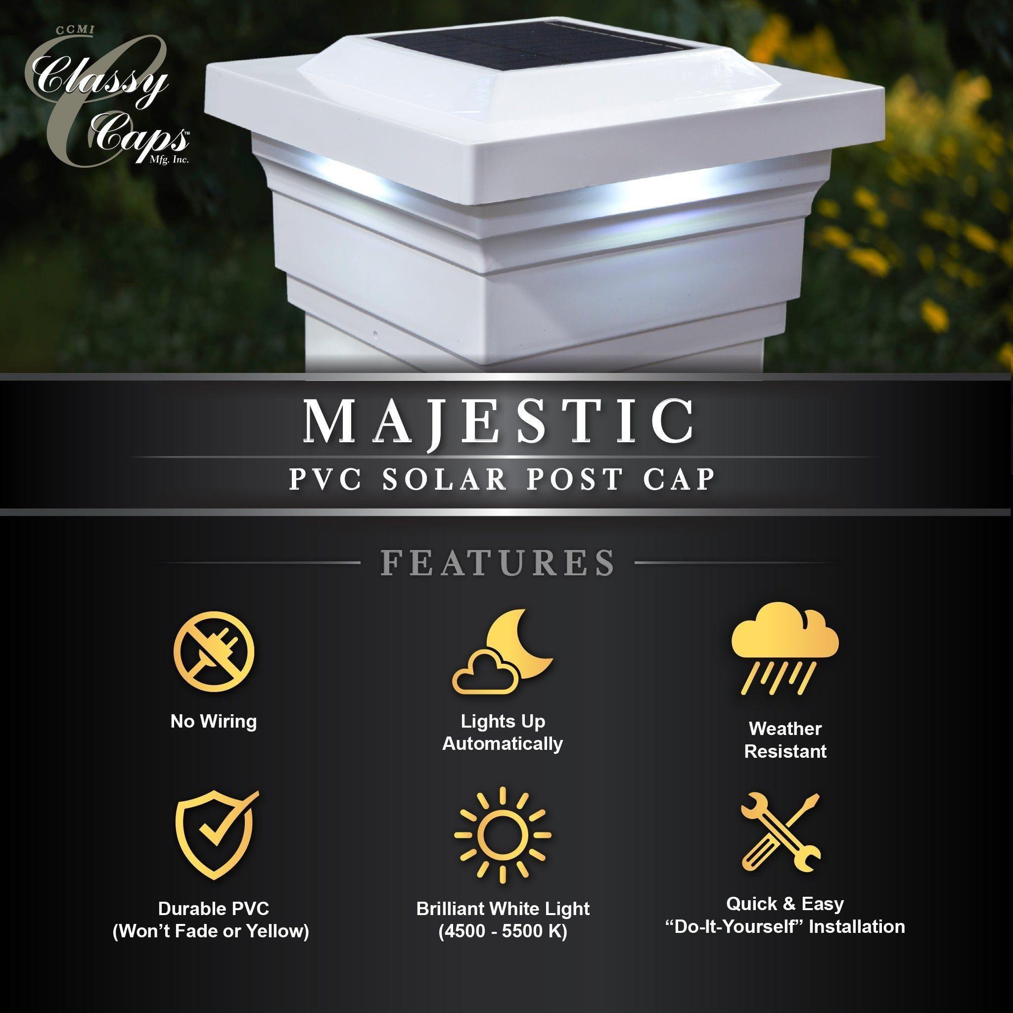Classy Caps - 5x5 Majestic Solar Post Cap - Lights Canada