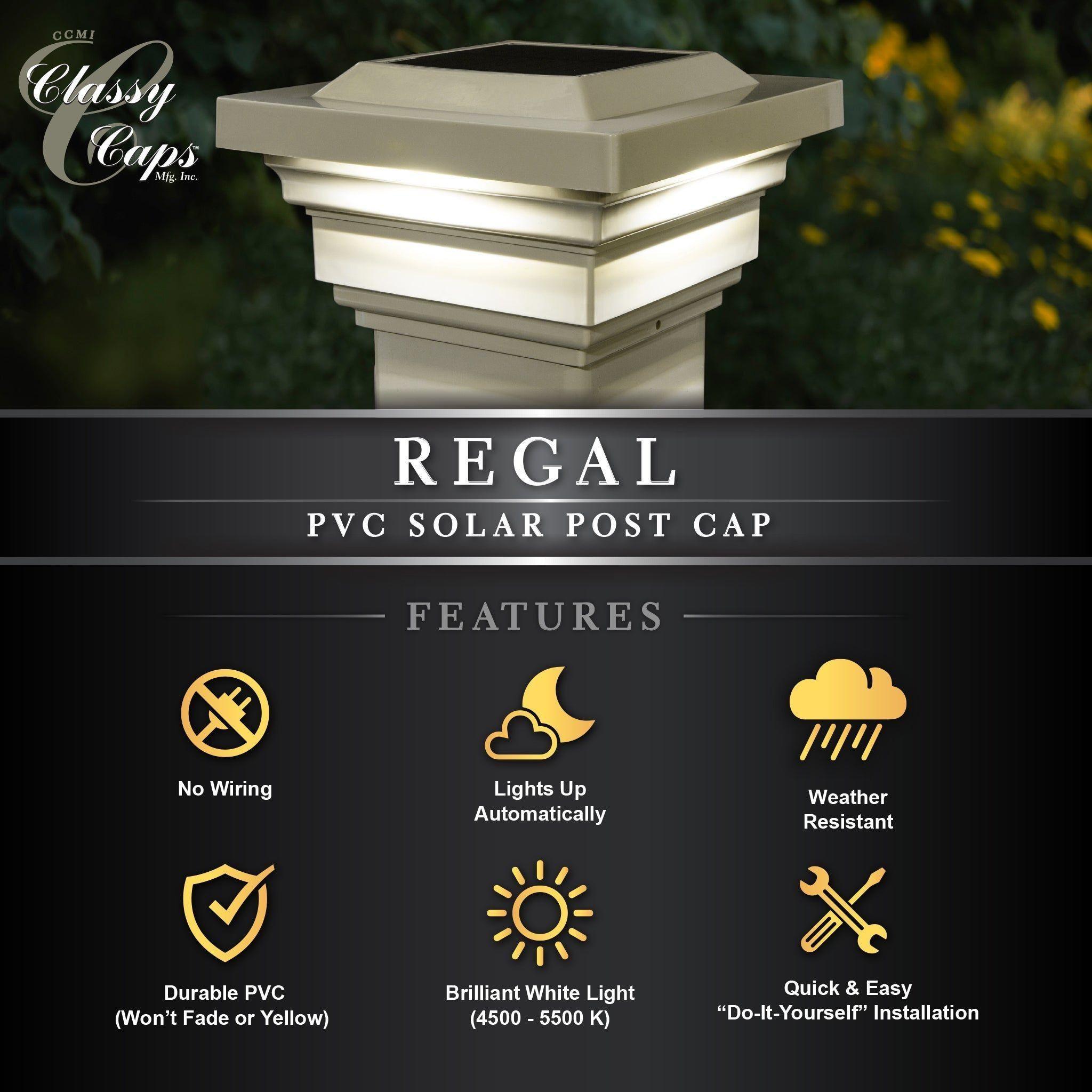 Classy Caps - 4x4 Regal Solar Post Cap - Lights Canada