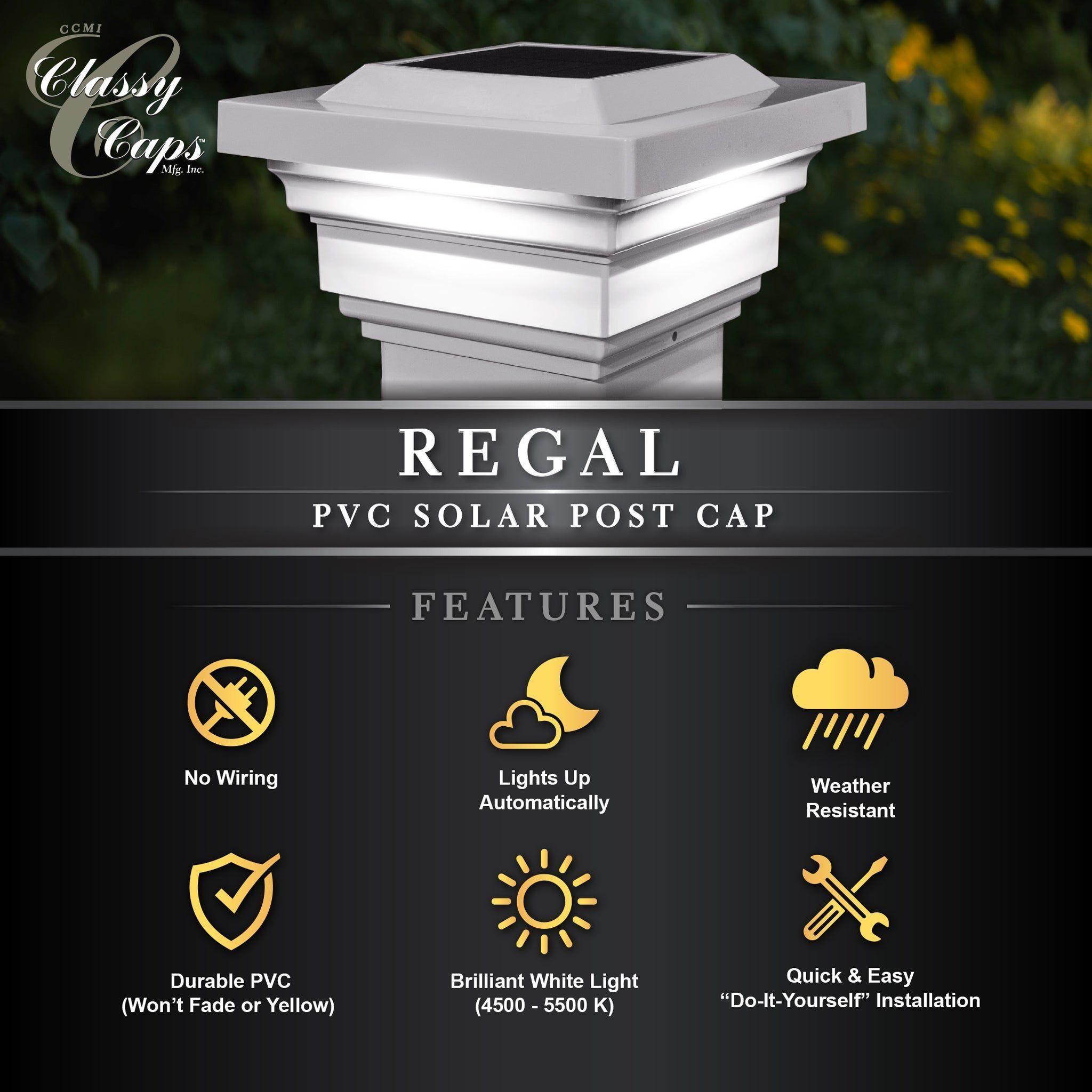 Classy Caps - 4x4 Regal Solar Post Cap - Lights Canada