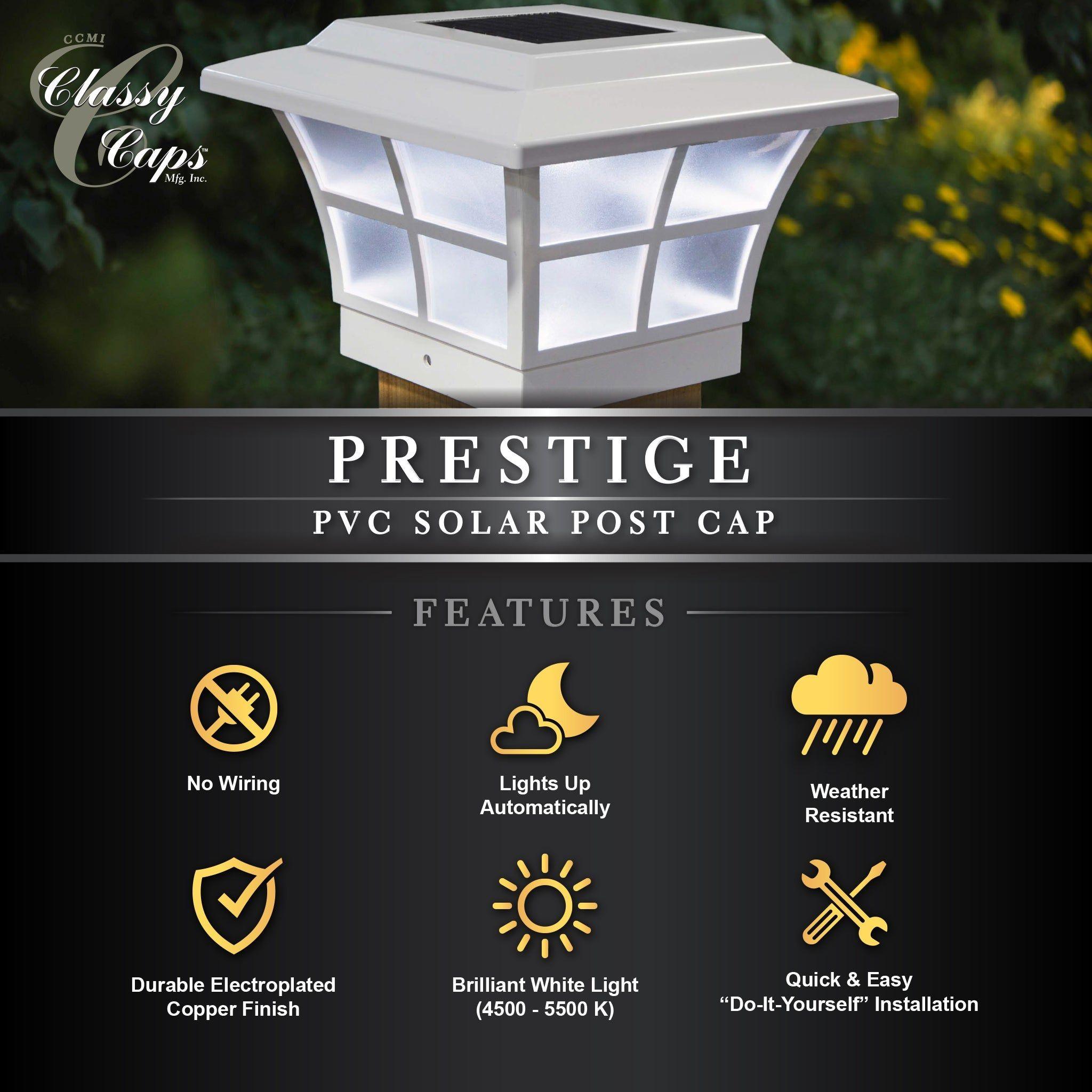 Classy Caps - 4x4 Prestige Solar Post Cap - Lights Canada