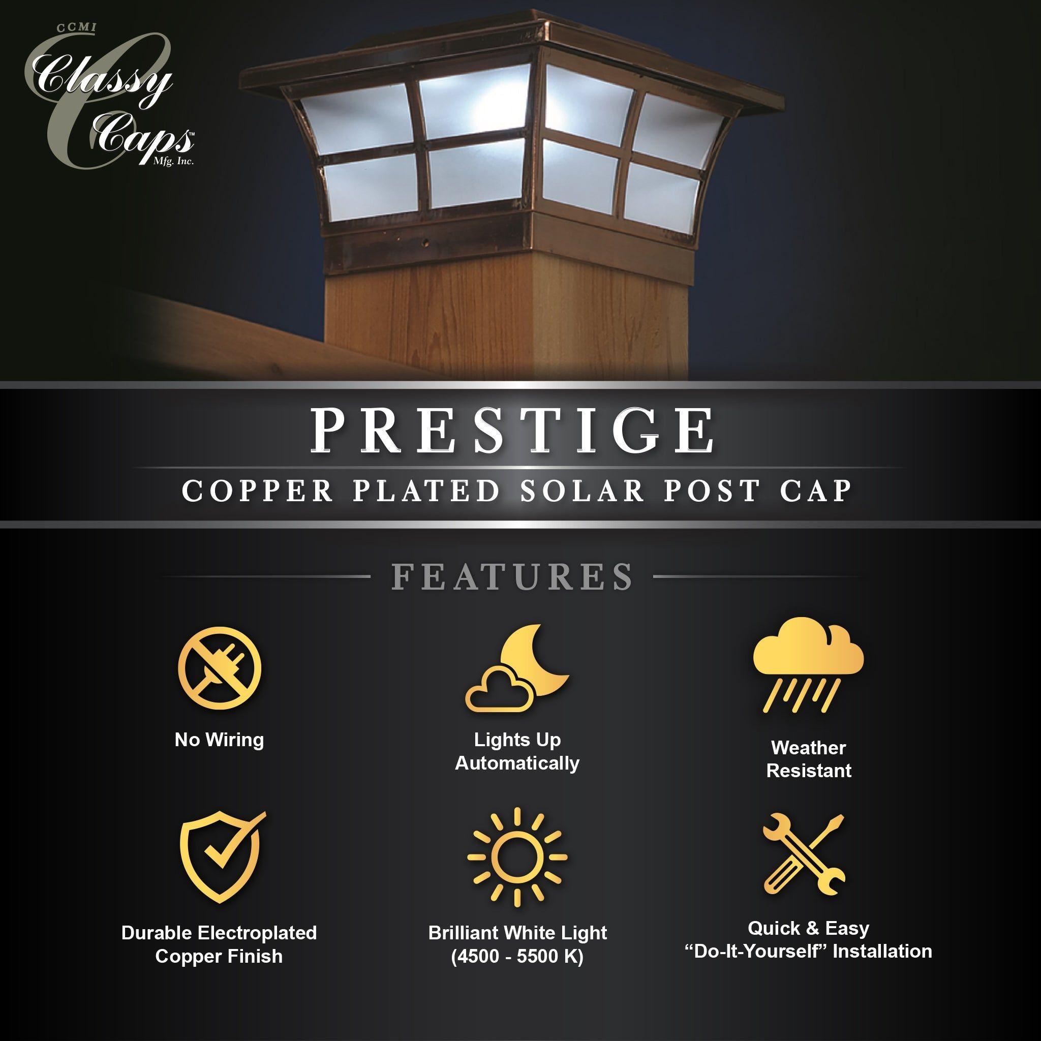 Classy Caps - 6x6 Prestige Solar Post Cap - Lights Canada