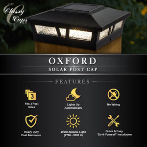 Classy Caps - 6x6 Oxford Solar Post Cap - Lights Canada