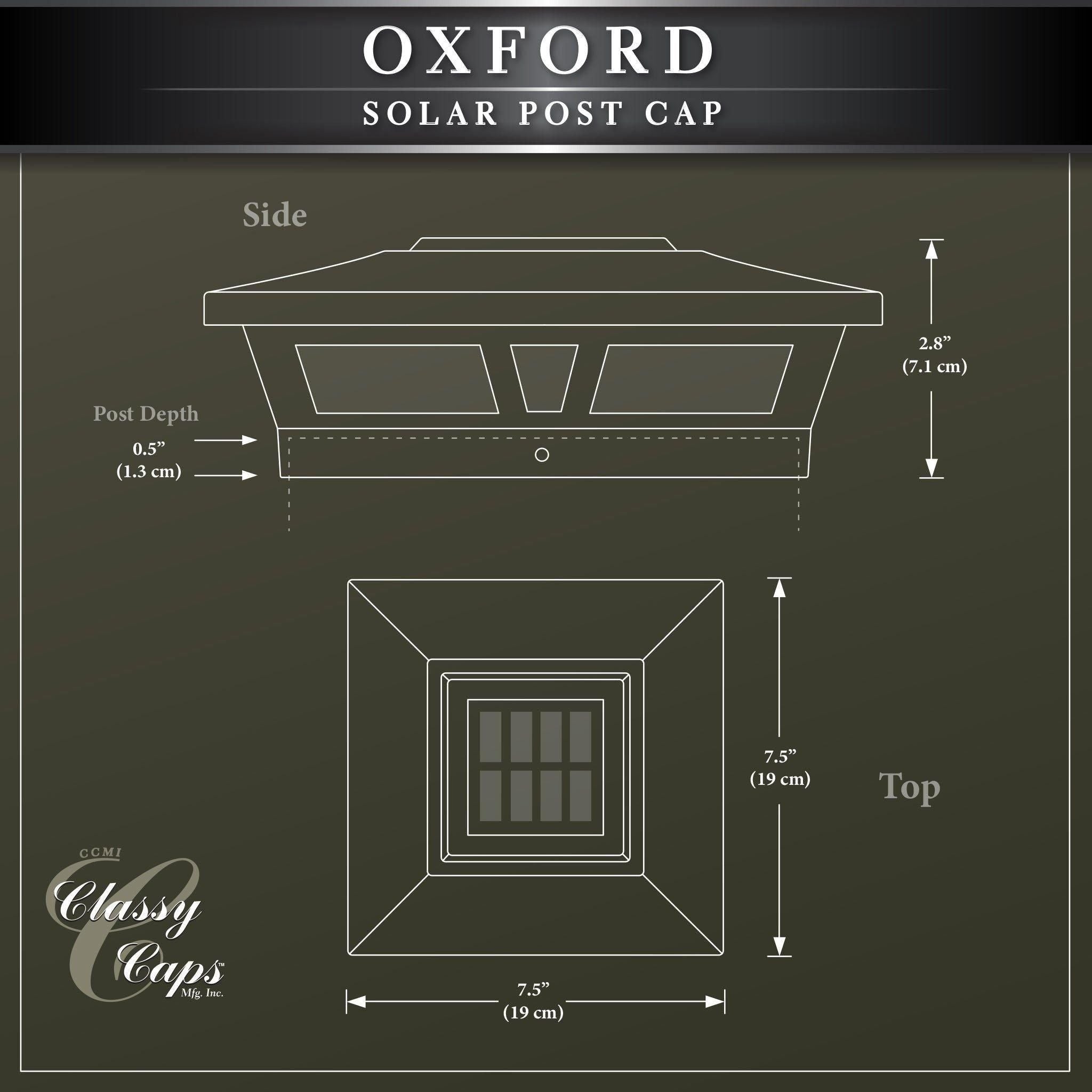 Classy Caps - 6x6 Oxford Solar Post Cap - Lights Canada