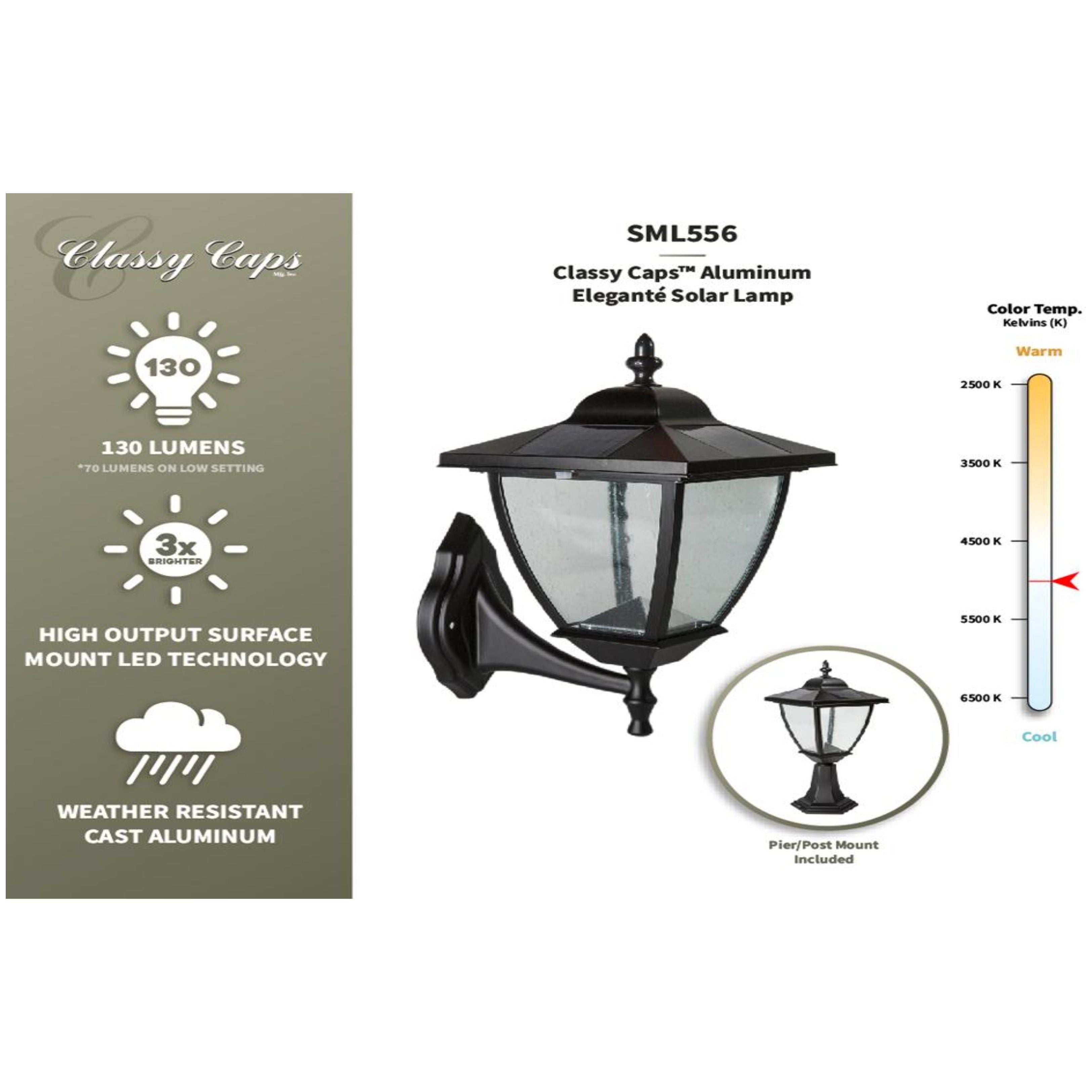 Classy Caps - Elegante Solar Lamp - Lights Canada