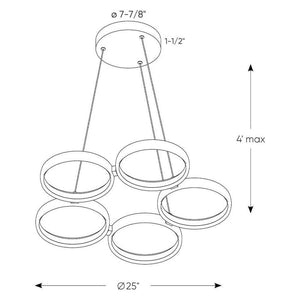 DALS - 5 Ring Led Pendant Light - Lights Canada